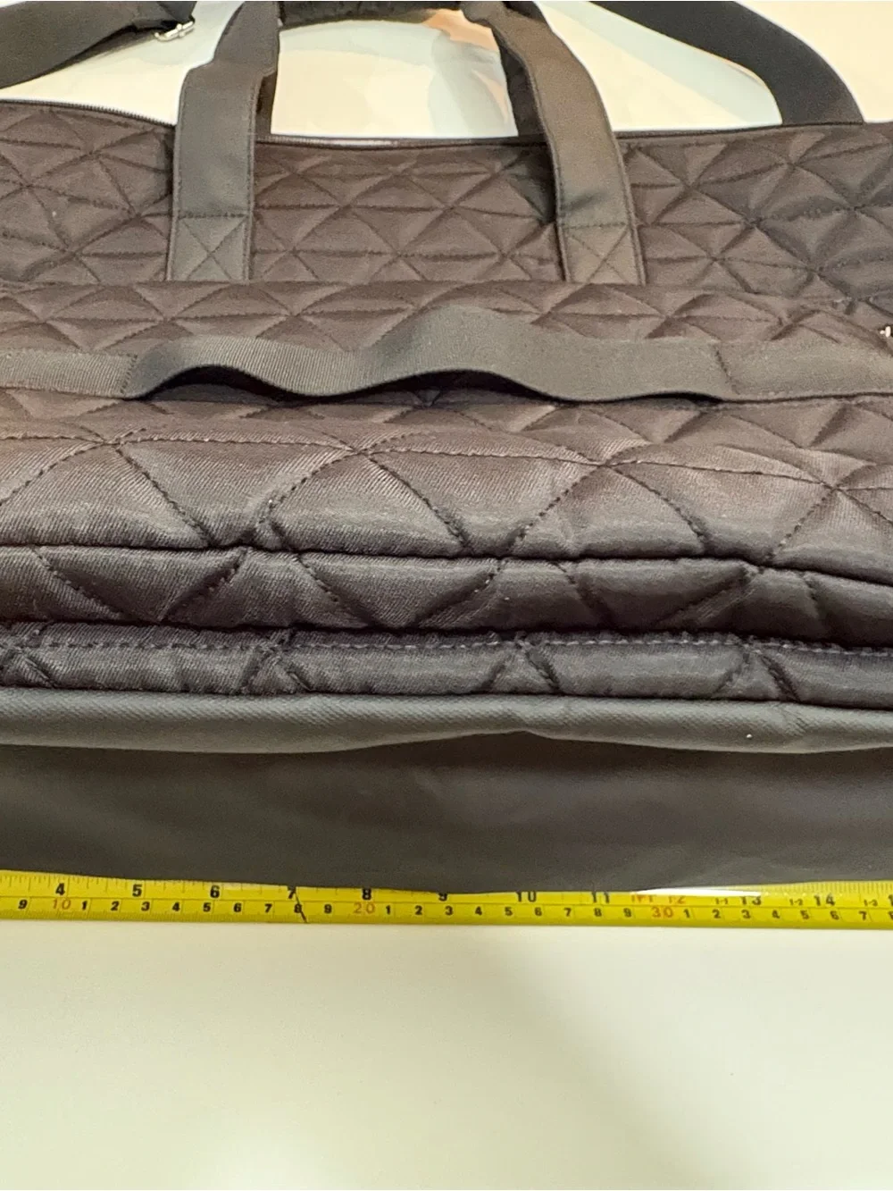 Quilted Black Laptop Carry Bag with Shoulder Strap